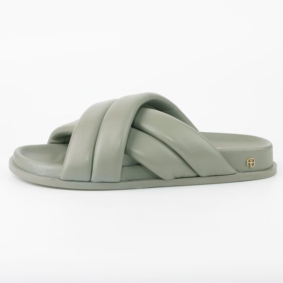 ANINE BING Lizzie Leather Slide Sandals in Sage Green — Size 38 (US 7.5) - Picture 8 of 13